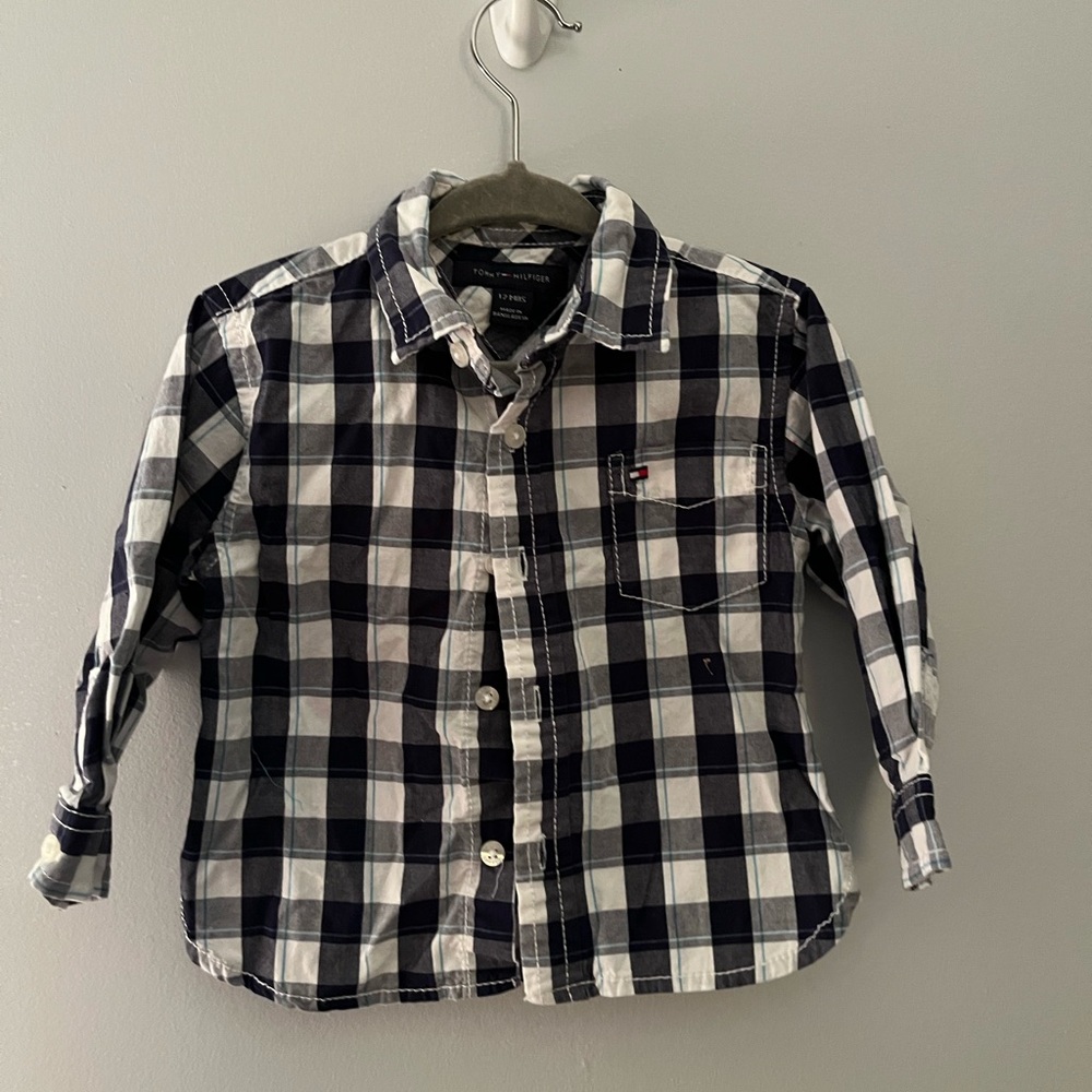 Tommy Hilfiger Kids Navy and White Plaid Shirt